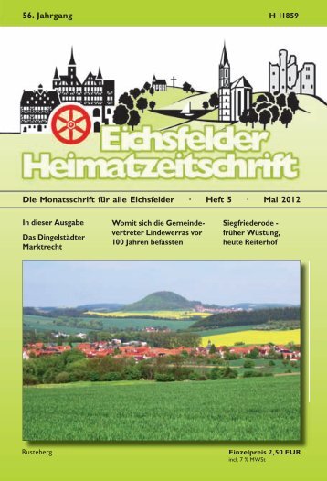 Die Monatsschrift für alle Eichsfelder · Heft 5 · Mai 2012 56. Jahrgang