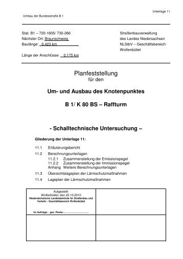 Schalltechnische Untersuchung - Braunschweig - Stadt Braunschweig