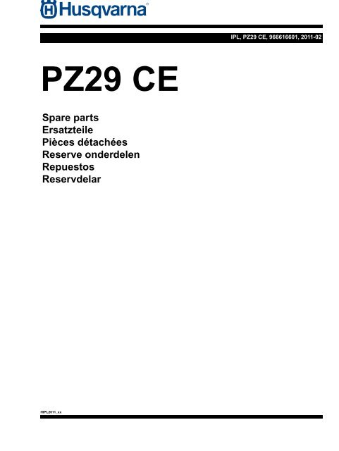 IPL, PZ29 CE, 966616601, 2011-02, Zero Turn - Husqvarna