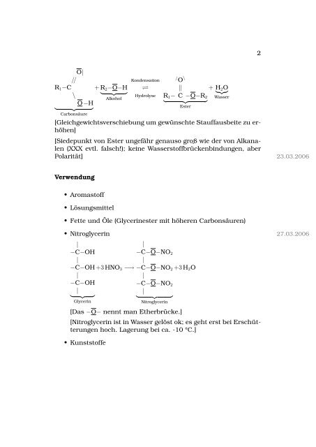 1 0.0.1 Ester • Versuch: Ethanol + Essigsäure + H2SO4 ...