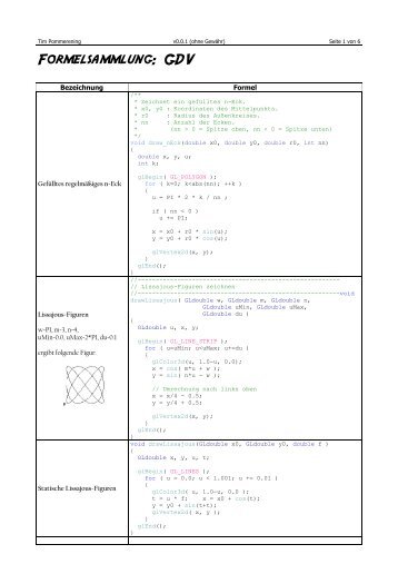 Formelsammlung Computergrafik