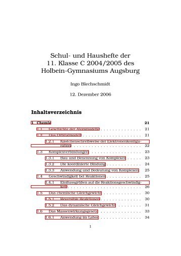 Schul- und Haushefte der 11. Klasse C 2004/2005 des Holbein ...