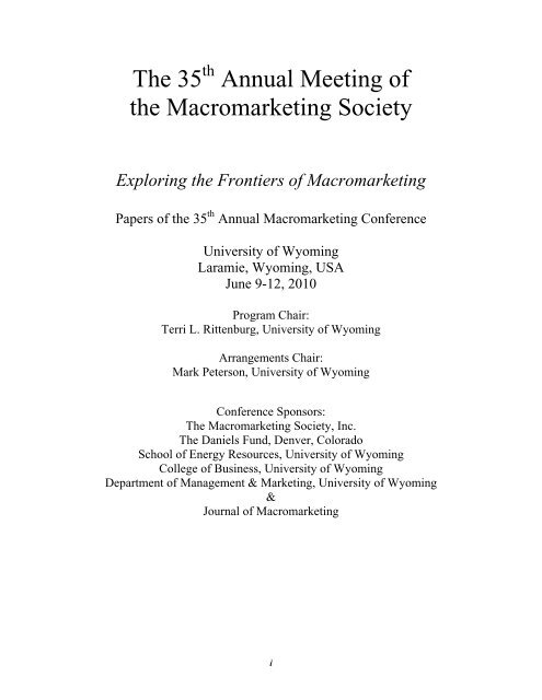 2010 Macromarketing Conference Proceedings