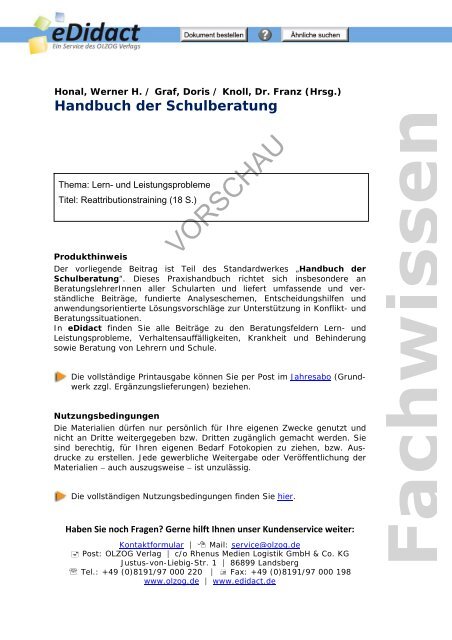 Fachwissen - Reattributionstraining