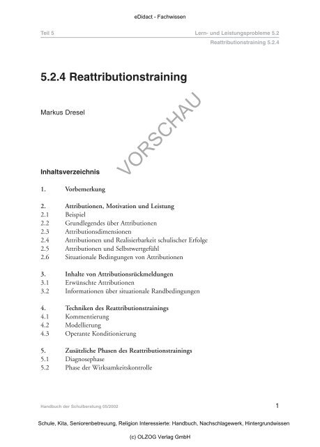 Fachwissen - Reattributionstraining