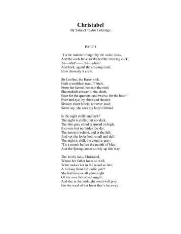 Christabel by Samuel Taylor Coleridge http://www.horrormasters.com