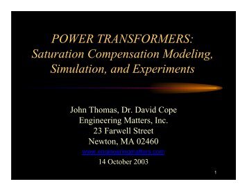 Presentation - POWER TRANSFORMERS: Saturation ...