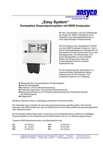 Easy System - ANSYCO Analytische Systeme und Componenten ...