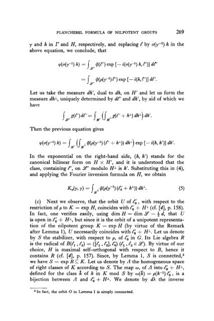 On the Characters and the Plancherel Formula of Nilpotent Groups ...