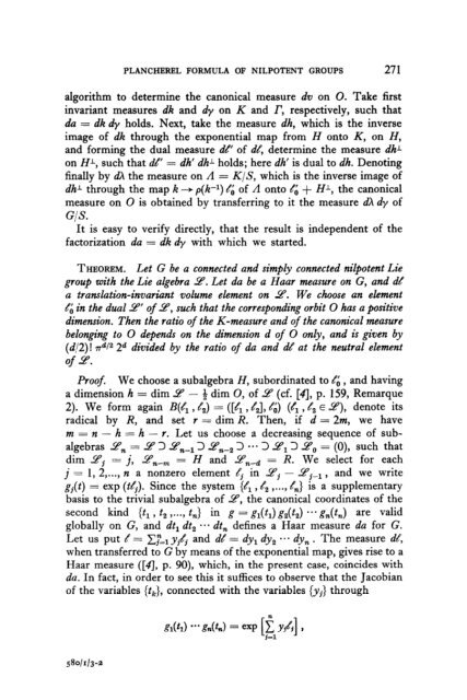 On the Characters and the Plancherel Formula of Nilpotent Groups ...