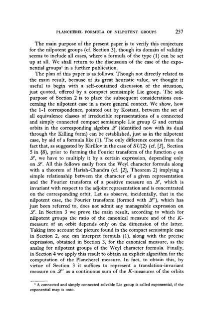 On the Characters and the Plancherel Formula of Nilpotent Groups ...