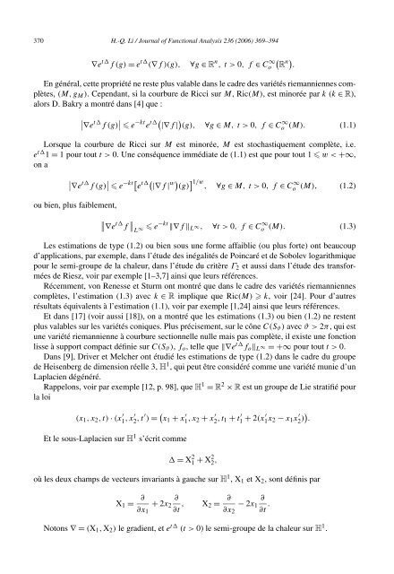 Estimation optimale du gradient du semi-groupe de la chaleur sur le ...