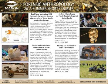2013 Forensic Anthropology Short Course Flyer [pdf] - Mercyhurst ...
