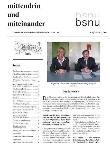 NL 2007a, Heft 2.pmd - Staatliche Berufsschule Neu-Ulm