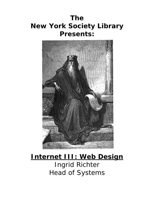 Internet III - Public Web Server - New York Society Library