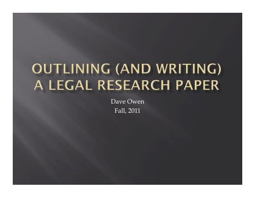 Outlining a Legal Research Paper