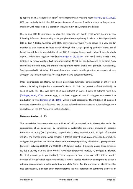 Experimental Parasitology - Rick Maizels' Group - University of ...