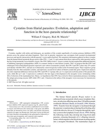 Cystatins from filarial parasites - Rick Maizels' Group - University of ...