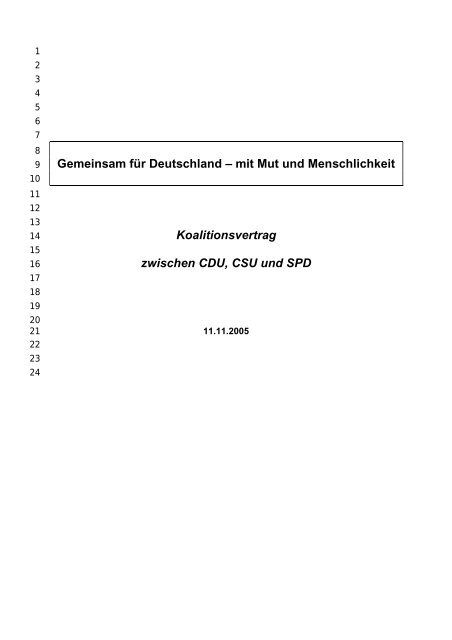 mit Mut und Menschlichkeit Koalitionsvertrag zwischen CDU, CSU ...