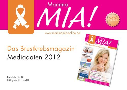 Das Brustkrebsmagazin Mediadaten 2012 - Mamma Mia!