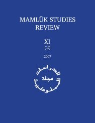 Vol. XI, no. 2 (2007) - Mamluk Studies Review - University of Chicago