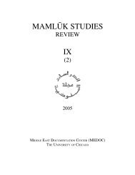 Vol. IX, no. 2 (2005) - Mamluk Studies Review - University of Chicago