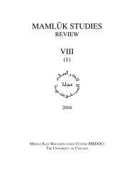 Vol. VIII, no. 1 - Mamluk Studies Review - University of Chicago