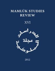 Vol. XVI (2012) - Mamluk Studies Review - University of Chicago