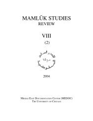 Vol. VIII, no. 2 (2004) - Mamluk Studies Review - University of Chicago