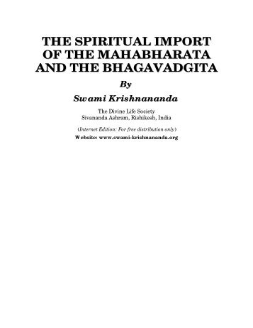 The Spiritual Import of the Mahabharata and the ... - Mandhata Global