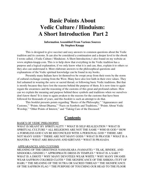 Basic Points About Vedic Culture Hinduism A Mandhata Global vedic culture hinduism