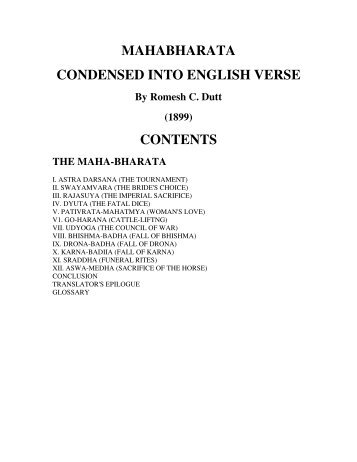 MAHABHARATA CONDENSED INTO ENGLISH ... - Mandhata Global