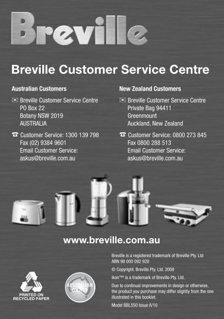 Instruction Book - Breville