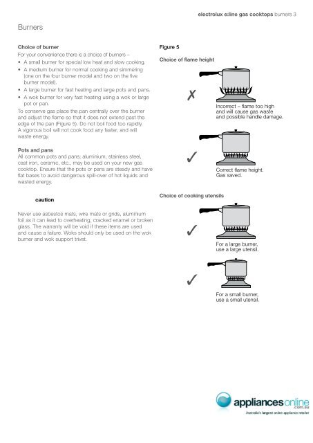 user manual gas cooktops - Appliances Online