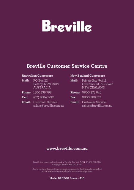 Breville Customer Service Centre - Appliances Online