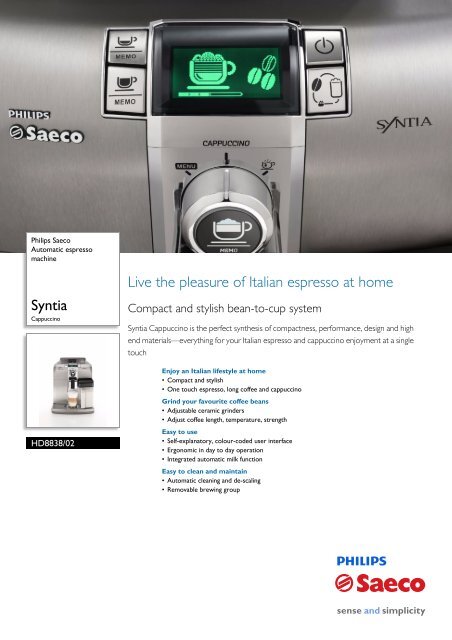 HD8838/02 Philips Automatic espresso machine - Appliances Online