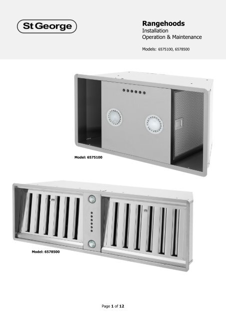 st george slide out rangehood