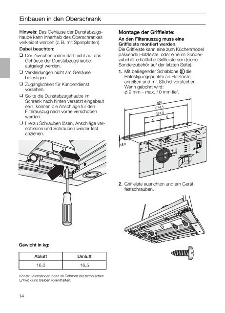 DHI 945 F / DHI 955 F - Keukenloods