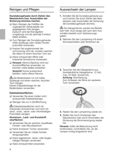 DHI 945 F / DHI 955 F - Keukenloods