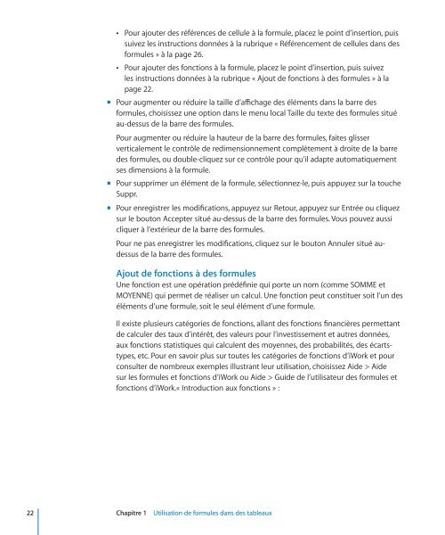 iWork Guide de l'utilisateur des formules et des ... - Support - Apple