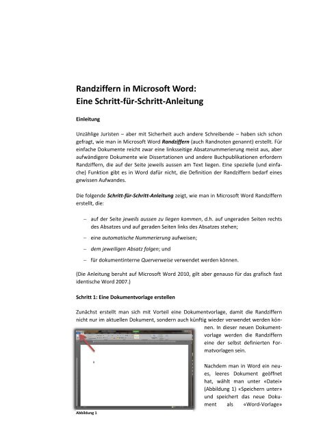 Randziffern in Microsoft Word: Eine Schritt-für ... - Marcel Küchler