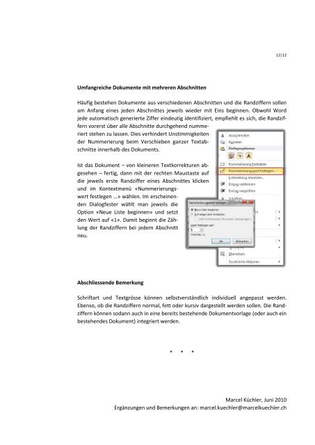 Randziffern in Microsoft Word: Eine Schritt-für ... - Marcel Küchler