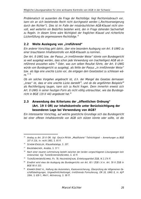 Die Behandlung missbräuchlicher AGB-Klauseln in der Schweiz ...