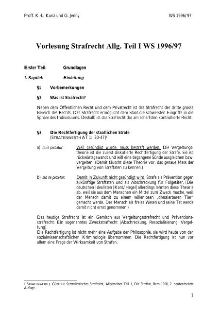 Vorlesung Strafrecht Allg. Teil I WS 1996/97 - Studentenverbindung ...