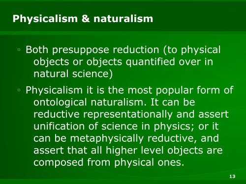 Physicalism & naturalism - Miłkowski, Marcin