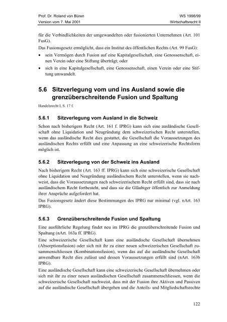 Wirtschaftsrecht II - Studentenverbindung Concordia Bern