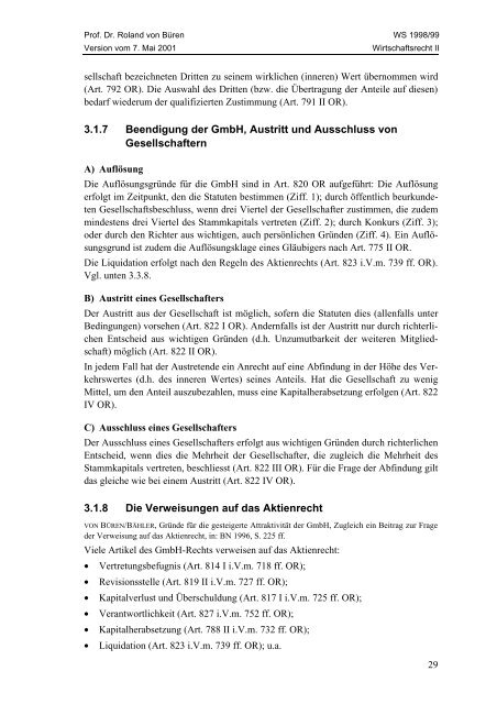 Wirtschaftsrecht II - Studentenverbindung Concordia Bern