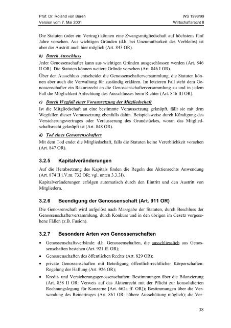 Wirtschaftsrecht II - Studentenverbindung Concordia Bern