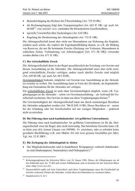 Wirtschaftsrecht II - Studentenverbindung Concordia Bern