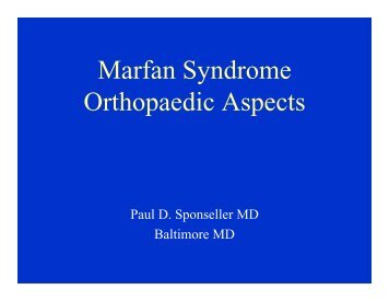 Marfan Syndrome Orthopaedic Aspects